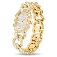 Dextera chain watch, Swiss Made, Crystal bracelet, Gold tone, Gold-tone finish by SWAROVSKI