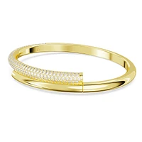 Dextera bangle, Magnetic closure, White, Gold-tone plated by SWAROVSKI