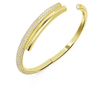 Dextera bangle, Magnetic closure, White, Gold-tone plated by SWAROVSKI