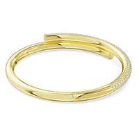 Dextera bangle, Magnetic closure, White, Gold-tone plated by SWAROVSKI