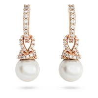 Originally drop earrings, Crystal pearl, White, Rose gold-tone plated by SWAROVSKI