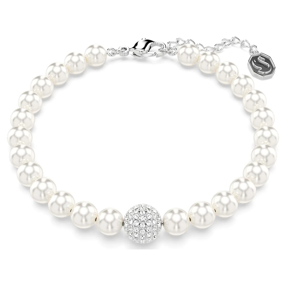 Swarovski Remix Collection strand, Crystal pearl, White, Rhodium plated by SWAROVSKI
