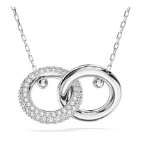Dextera pendant, Interlocking loop, White, Rhodium plated by SWAROVSKI