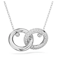 Dextera pendant, Interlocking loop, White, Rhodium plated by SWAROVSKI