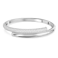 Dextera bangle, Magnetic closure, White, Rhodium plated by SWAROVSKI