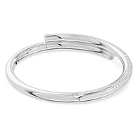 Dextera bangle, Magnetic closure, White, Rhodium plated by SWAROVSKI
