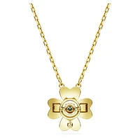 Idyllia pendant, Clover, Green, Gold-tone plated by SWAROVSKI