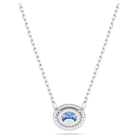 Constella necklace, Oval cut, Blue, Rhodium plated by SWAROVSKI