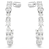Mesmera hoop earrings, Mixed cuts, White, Rhodium plated by SWAROVSKI