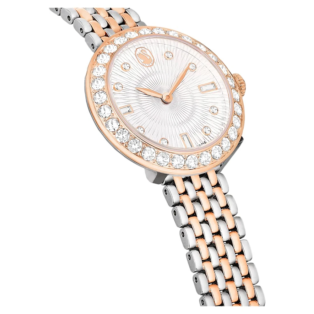 Matrix tennis 7-link watch, Swiss Made, Metal bracelet, Rose gold tone