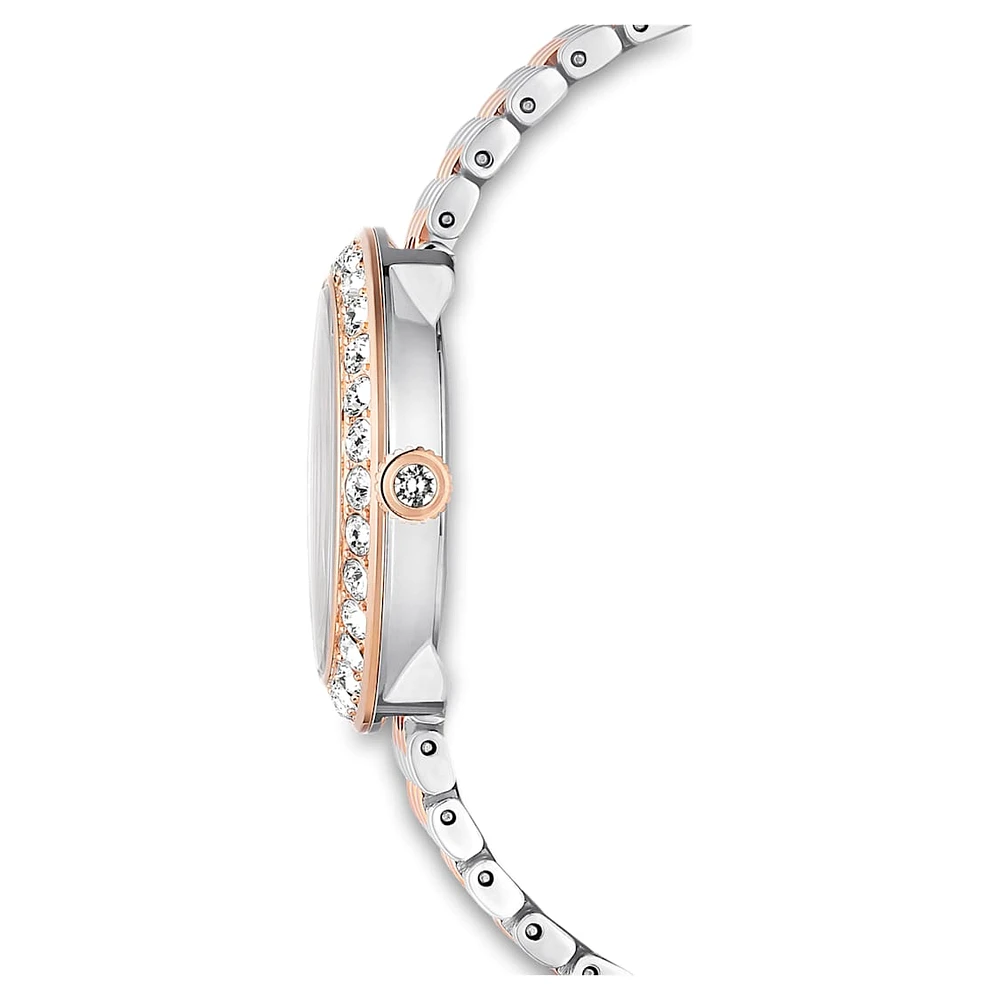 Matrix tennis 7-link watch, Swiss Made, Metal bracelet, Rose gold tone