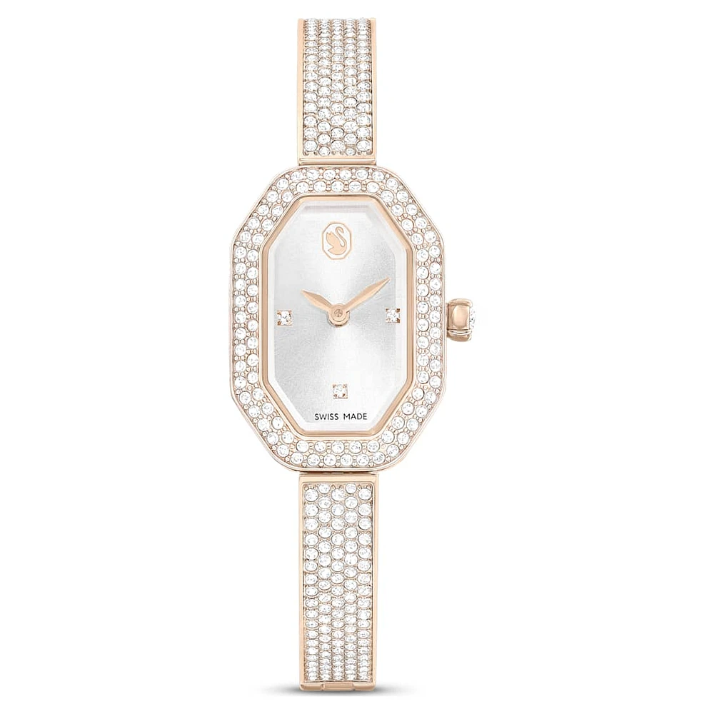 Dextera bangle watch, Swiss Made, Metal bracelet, Gold tone, Champagne gold-tone finish by SWAROVSKI