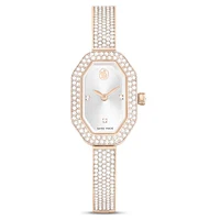 Dextera bangle watch, Swiss Made, Metal bracelet, Gold tone, Champagne gold-tone finish by SWAROVSKI