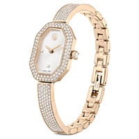 Dextera bangle watch, Swiss Made, Metal bracelet, Gold tone, Champagne gold-tone finish by SWAROVSKI