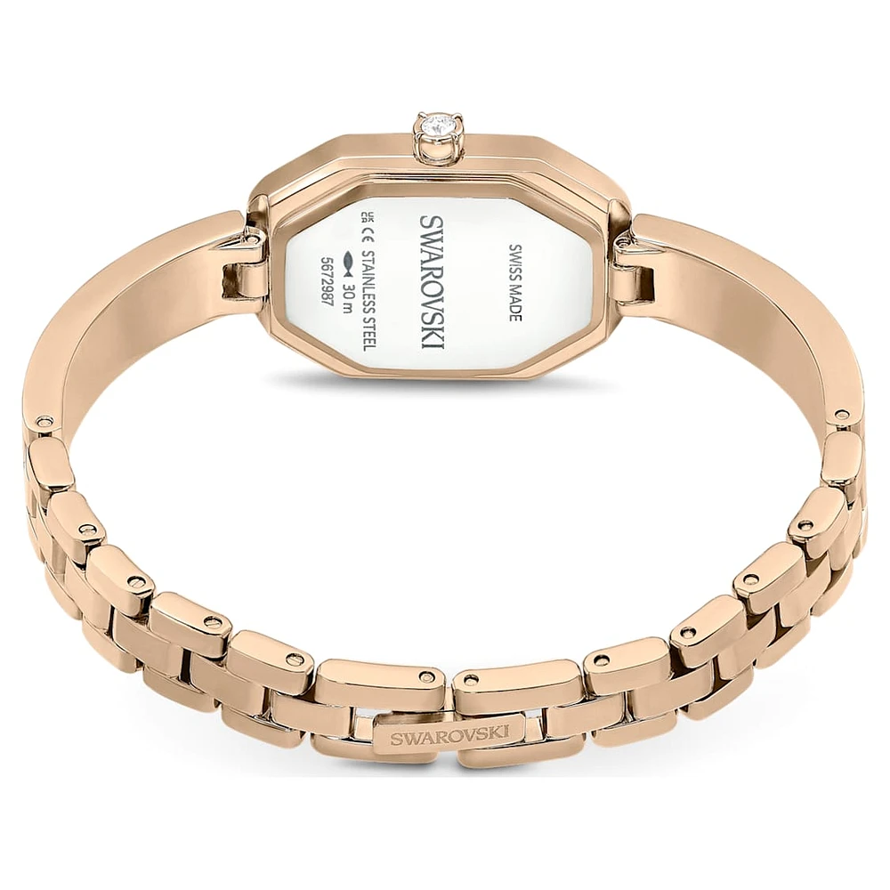 Dextera bangle watch, Swiss Made, Metal bracelet, Gold tone, Champagne gold-tone finish by SWAROVSKI