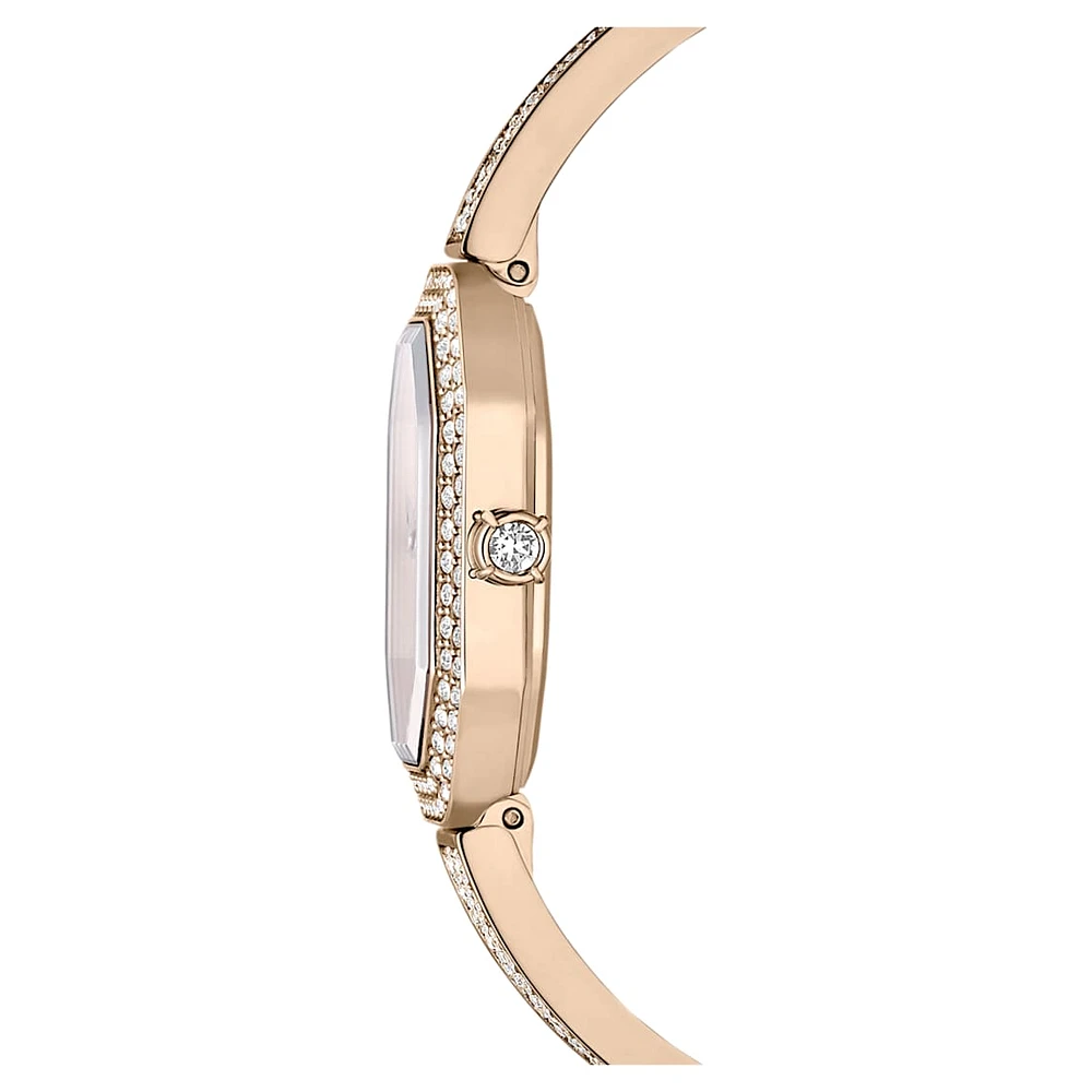 Dextera bangle watch, Swiss Made, Metal bracelet, Gold tone, Champagne gold-tone finish by SWAROVSKI