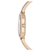 Dextera bangle watch, Swiss Made, Metal bracelet, Gold tone, Champagne gold-tone finish by SWAROVSKI