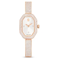 Dextera bangle watch, Swiss Made, Metal bracelet, Rose gold tone, Rose gold-tone finish by SWAROVSKI