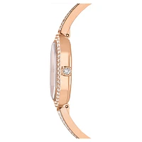 Dextera bangle watch, Swiss Made, Metal bracelet, Rose gold tone, Rose gold-tone finish by SWAROVSKI