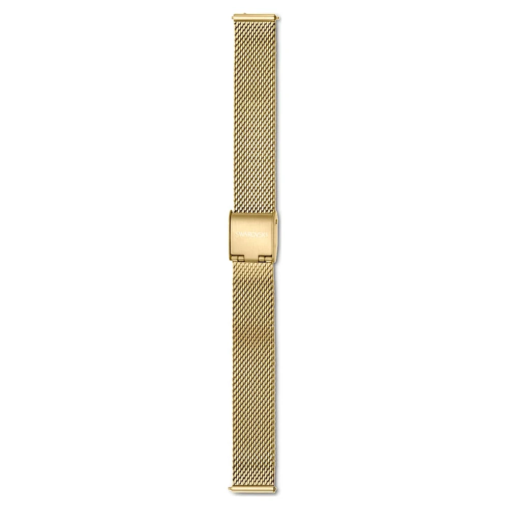 Watch strap, 13 mm (0.51") width, Metal, Gold tone, Gold-tone finish by SWAROVSKI