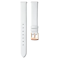 Watch strap, 14 mm (0.55") width, Leather, White, Rose gold-tone finish by SWAROVSKI