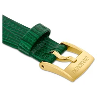 Watch strap, 13 mm (0.51") width, Leather, Green, Gold-tone finish by SWAROVSKI