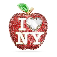 I LOVE NY tack pin, Red, Gold-tone plated by SWAROVSKI