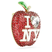 I LOVE NY tack pin, Red, Gold-tone plated by SWAROVSKI