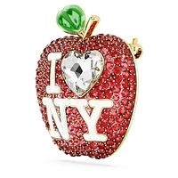 I LOVE NY tack pin, Red, Gold-tone plated by SWAROVSKI