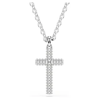 Insigne pendant, Pavé, Cross, White, Rhodium plated by SWAROVSKI