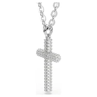 Insigne pendant, Pavé, Cross, White, Rhodium plated by SWAROVSKI