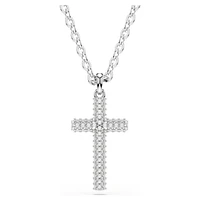 Insigne pendant, Pavé, Cross, White, Rhodium plated by SWAROVSKI