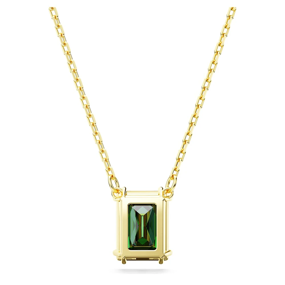 Matrix pendant, Rectangular cut, Green, Gold-tone plated by SWAROVSKI