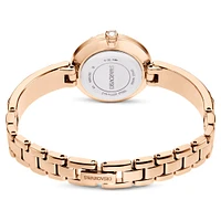 Matrix bangle watch, Swiss Made, Crystal bracelet, White, Rose gold-tone finish by SWAROVSKI
