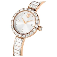 Matrix bangle watch, Swiss Made, Crystal bracelet, White, Rose gold-tone finish by SWAROVSKI