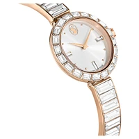 Matrix bangle watch, Swiss Made, Crystal bracelet, White, Rose gold-tone finish by SWAROVSKI