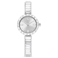 Matrix bangle watch, Swiss Made, Crystal bracelet, White, Stainless Steel by SWAROVSKI