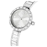 Matrix bangle watch, Swiss Made, Crystal bracelet, White, Stainless Steel by SWAROVSKI