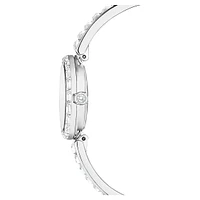 Matrix bangle watch, Swiss Made, Crystal bracelet, White, Stainless Steel by SWAROVSKI