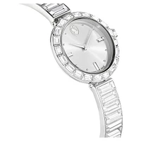 Matrix bangle watch, Swiss Made, Crystal bracelet, White, Stainless Steel by SWAROVSKI