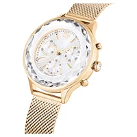 Nova chrono watch, Swiss Made, Metal bracelet, Gold tone, Champagne gold-tone finish by SWAROVSKI