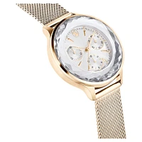 Nova chrono watch, Swiss Made, Metal bracelet, Gold tone, Champagne gold-tone finish by SWAROVSKI