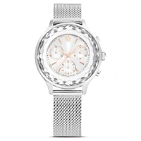 Nova chrono watch, Swiss Made, Metal bracelet, Silver tone, Stainless Steel by SWAROVSKI
