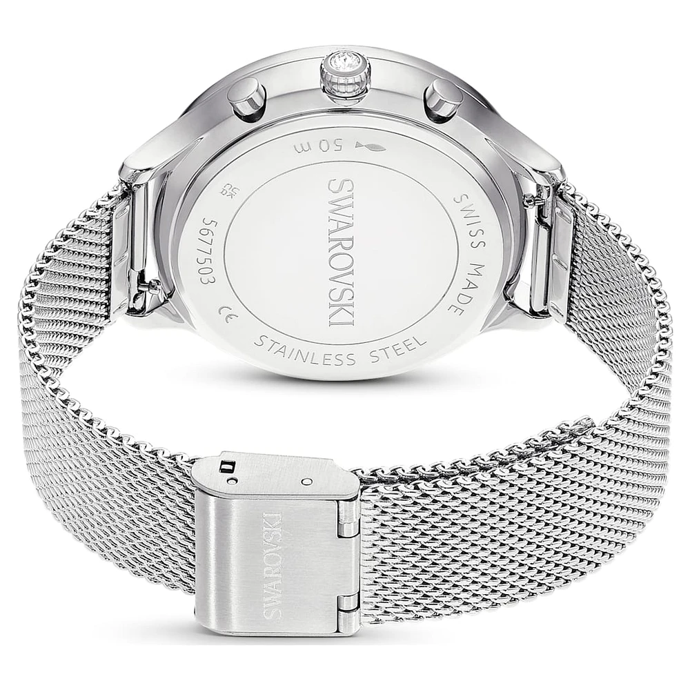 Nova chrono watch, Swiss Made, Metal bracelet, Silver Tone, Stainless steel by SWAROVSKI
