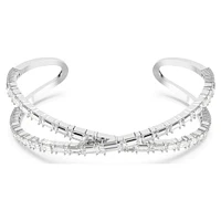 Hyperbola cuff, Infinity, White, Rhodium plated by SWAROVSKI