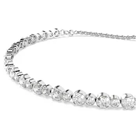 Matrix Tennis bracelet, Mixed round cuts, White, Rhodium plated by SWAROVSKI