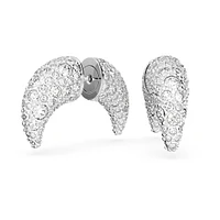 Luna stud earrings, Moon, Small, White, Rhodium plated by SWAROVSKI