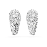 Luna stud earrings, Moon, Small, White, Rhodium plated by SWAROVSKI