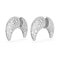 Luna stud earrings, Moon, Small, White, Rhodium plated by SWAROVSKI