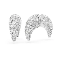 Luna stud earrings, Moon, Small, White, Rhodium plated by SWAROVSKI